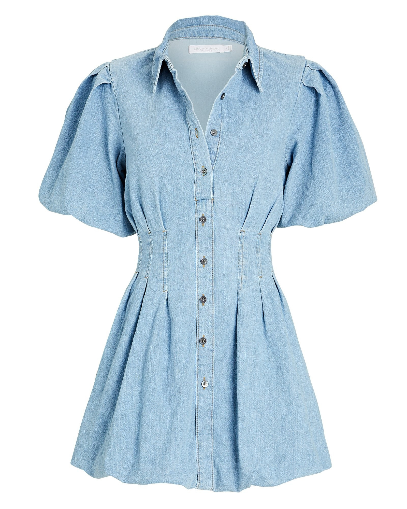 Ciara Pleated Denim Mini Dress | INTERMIX