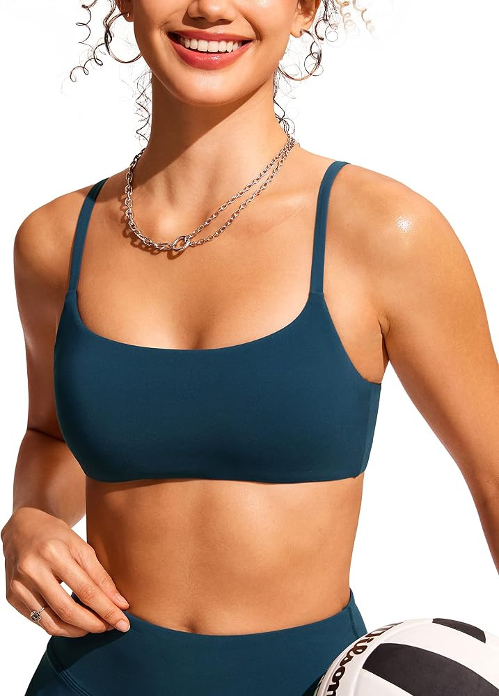 CRZ YOGA Womens Bikini Top A-C Adjustable Spaghetti Straps Bathing Suit Scoop Neck Padded Swimsui... | Amazon (US)