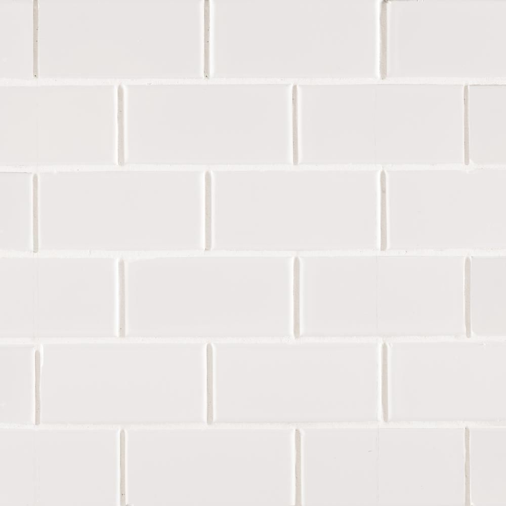 MSI White Staggered 12 in. x 12 in. x 6 mm Glossy Porcelain Mosaic Tile (16.68 sq. ft./case), White  | The Home Depot