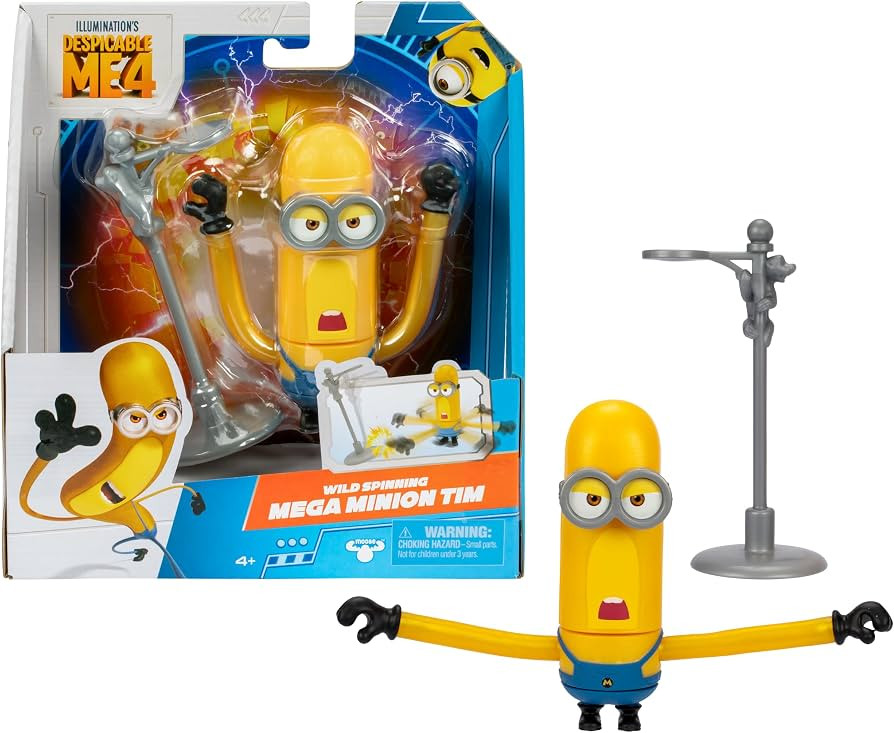 Minions DESPICABLE ME 4 Wild Spinning Mega Tim Action Figure | Press Down On Tim's Head for Some Wild Spinning Knock-Down Power | Collect All 5 | All Different Play Feature and Accessories | Amazon (US)