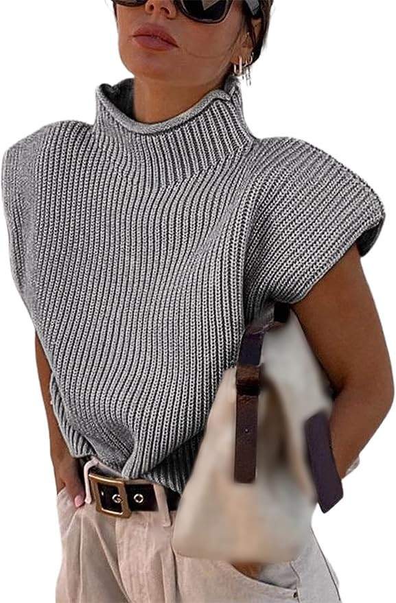 Yidarer Women's Casual Turtleneck Sweater Vests Sleeveless Solid Color Knitted Pullover Tops | Amazon (US)