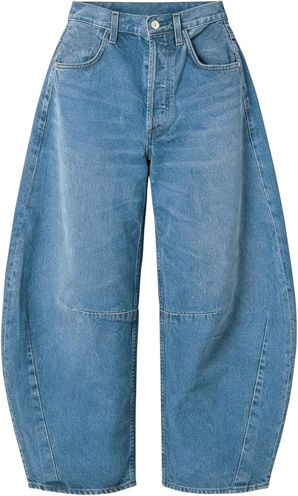 EXLURA Womens Barrel Jeans Wide Leg Y2K Boyfriend Denim Pants Hip Hop Vintage Baggy Jeans Cotton ... | Amazon (US)