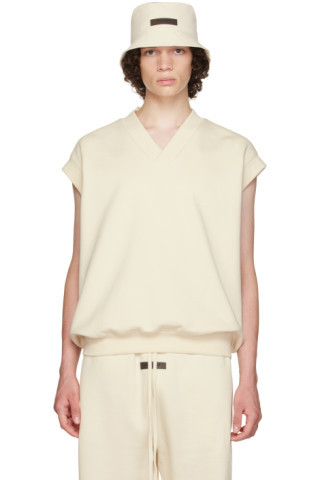Essentials - Off-White V-Neck Vest | SSENSE