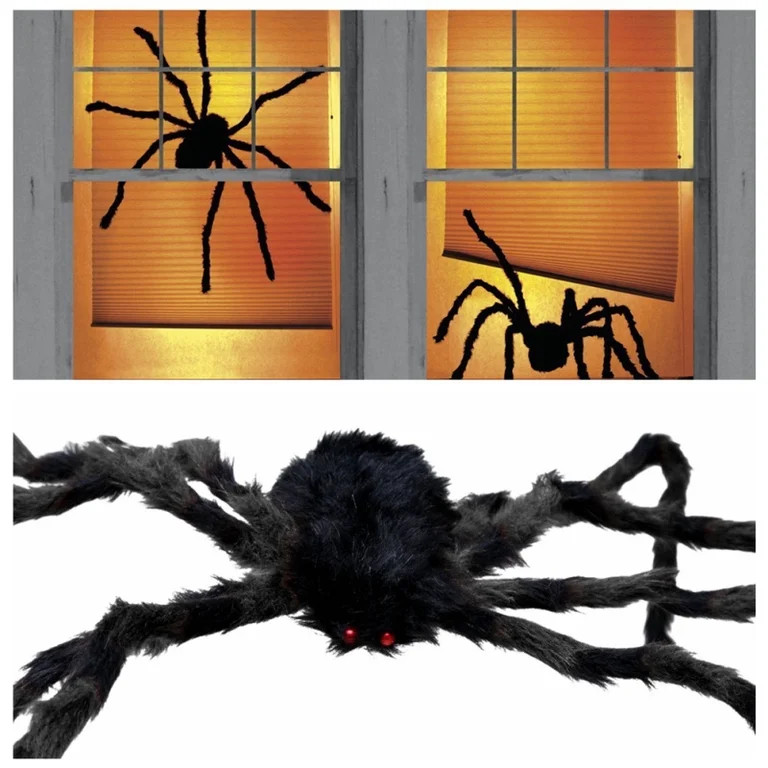 Halloween Giant Spider Decorations, Large Fake Spider with Straps Hairy Backpack Spider Realistic... | Walmart (US)