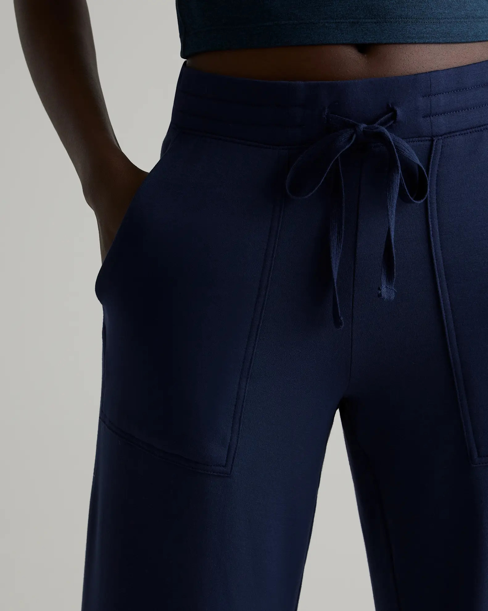 SuperSoft Fleece Cropped Wide Leg Pants in Navy | Quince