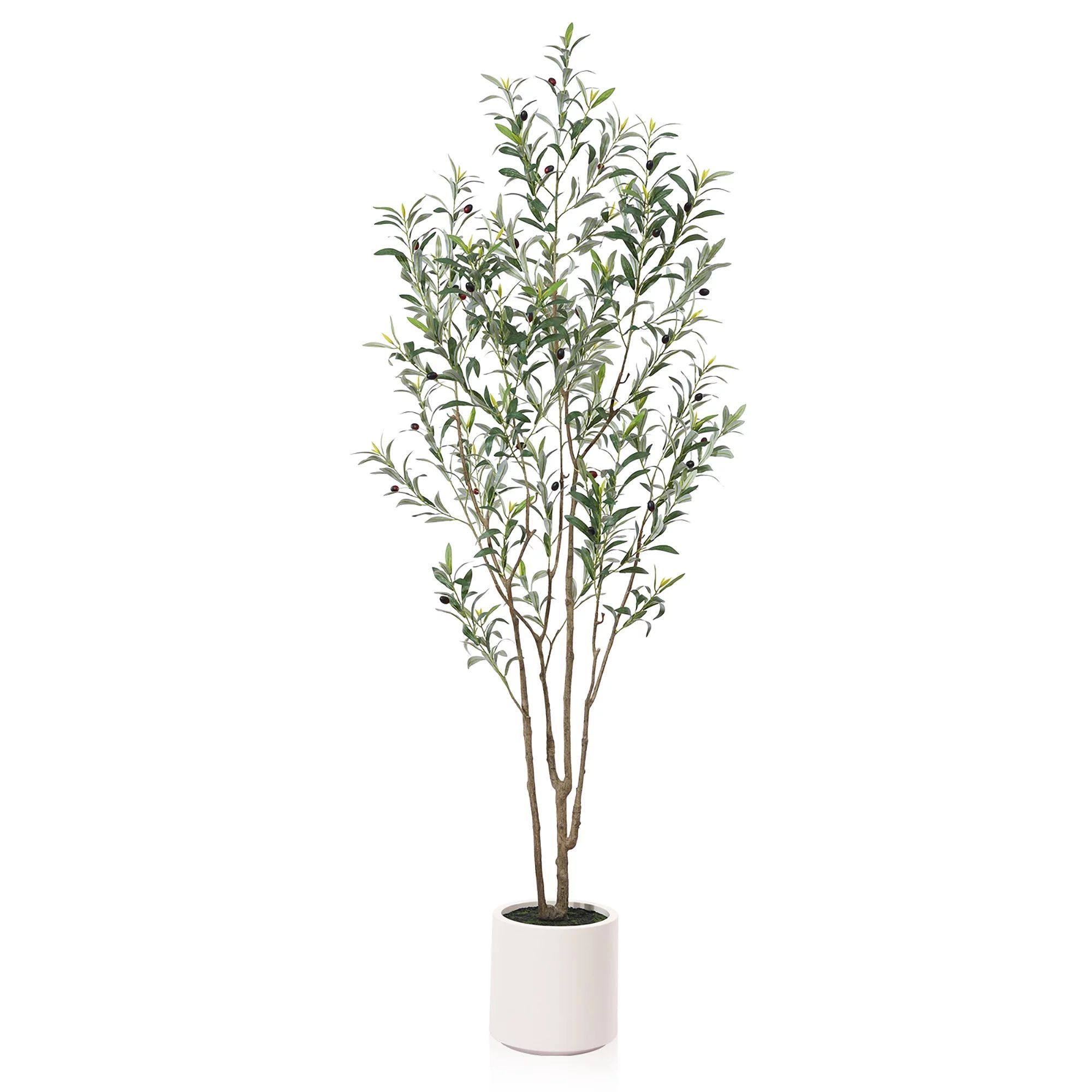 7 ft Tall Large Artificial Olive Tree with 10.6 inches White Planter ,Fake Olive Trees for Indoor... | Walmart (US)