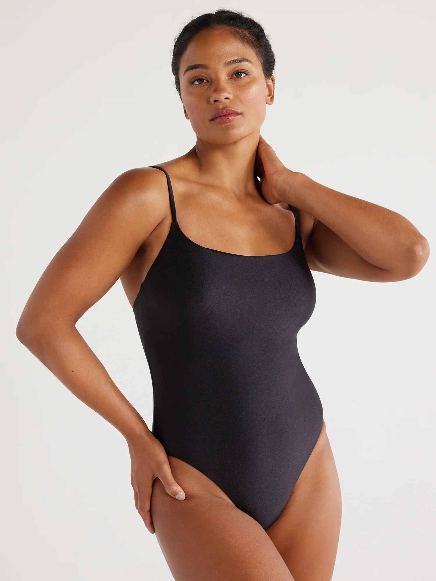 Love & Sports Women's Shimmer Scoop Neck One-Piece Swimsuit with Adjustable Straps, Sizes XS-XXL | Walmart (US)