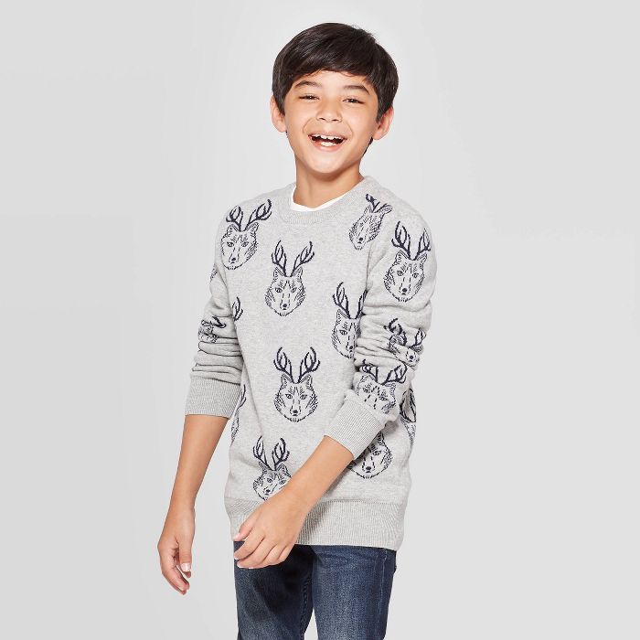 Boys' Long Sleeve Pullover Sweater - Cat & Jack™ Gray | Target