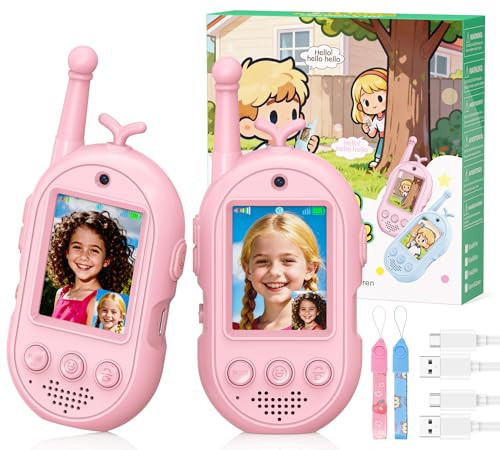 Video Walkie Talkies for Kids-2 Pack, Kids Walkies Talkies with Voice Changer & Sticker Effect, Rechargeable Long RangeIndoor Toys for Outdoor Camping, Hiking, Birthday Gift for Boys Girls Ages 3-12 | Amazon (US)