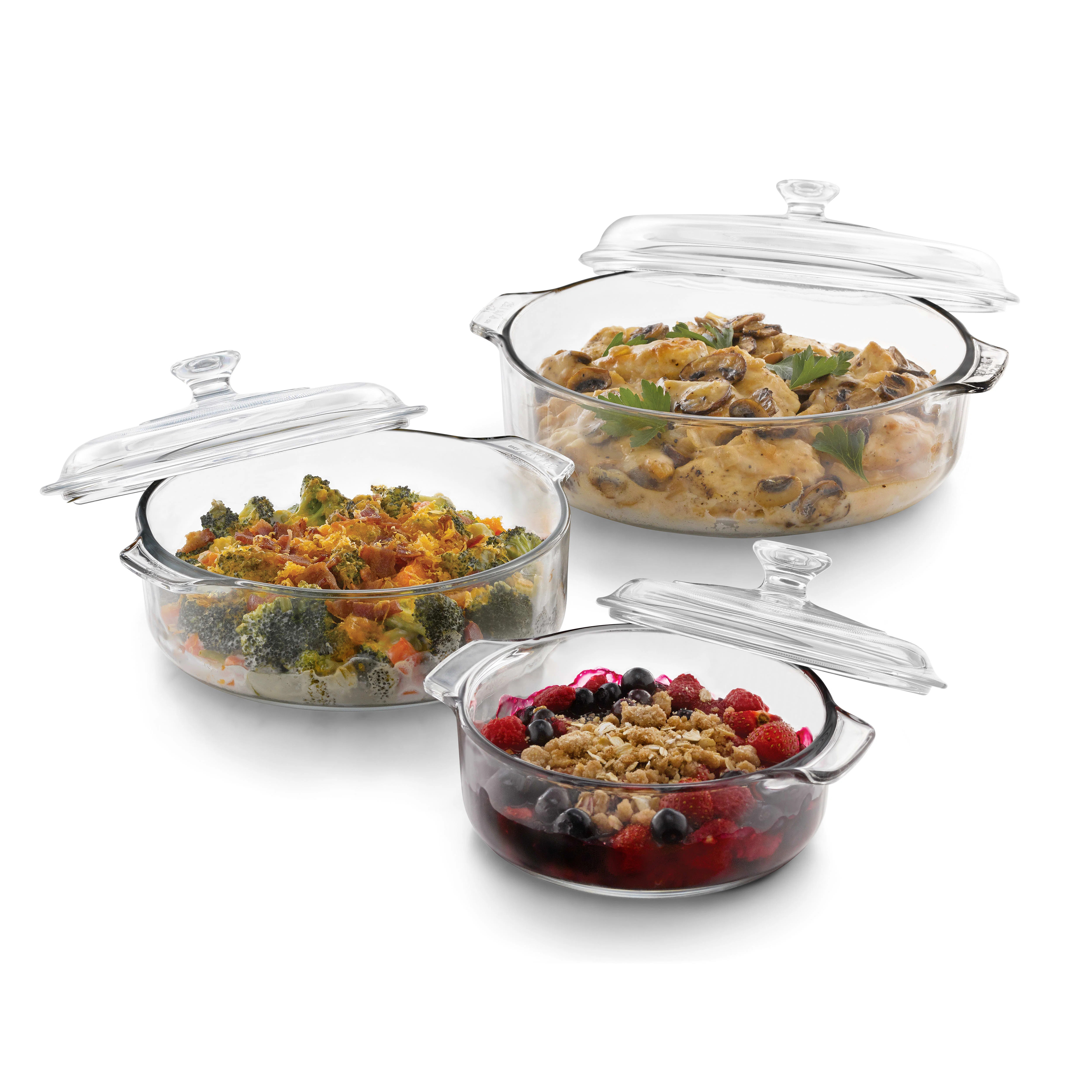 Libbey Baker's Basics 6-Piece Glass Casserole Baking Dish Set with Glass Covers | Wayfair North America