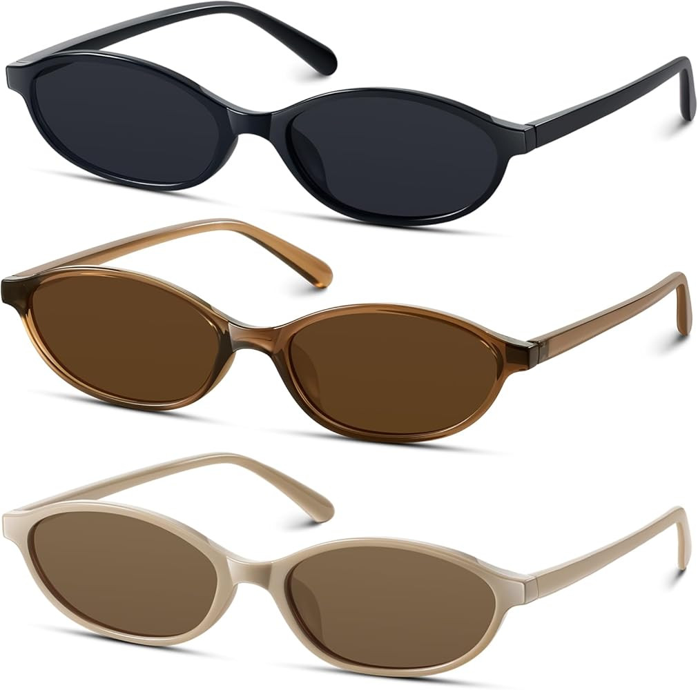 KUGUAOK Retro Oval Sunglasses for Women 90s Design Small Cat Eye Sun Glasses UV Protection Y2k Tr... | Amazon (US)