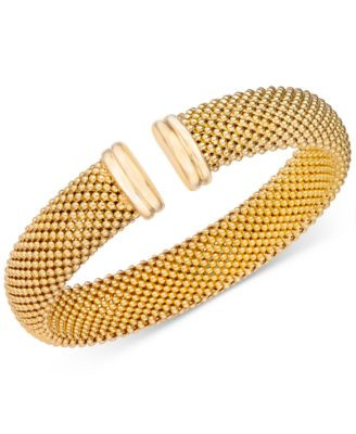 Italian Gold Mesh Bangle Bracelet in 14k Gold over Sterling Silver - Macy's | Macy's