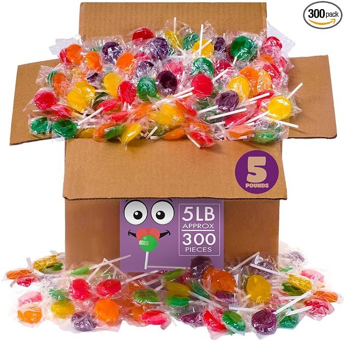 Lollipops Individually Wrapped - 5 Pounds - Classic Flat Lollipops for Kids - Round Lolly Pops - ... | Amazon (US)