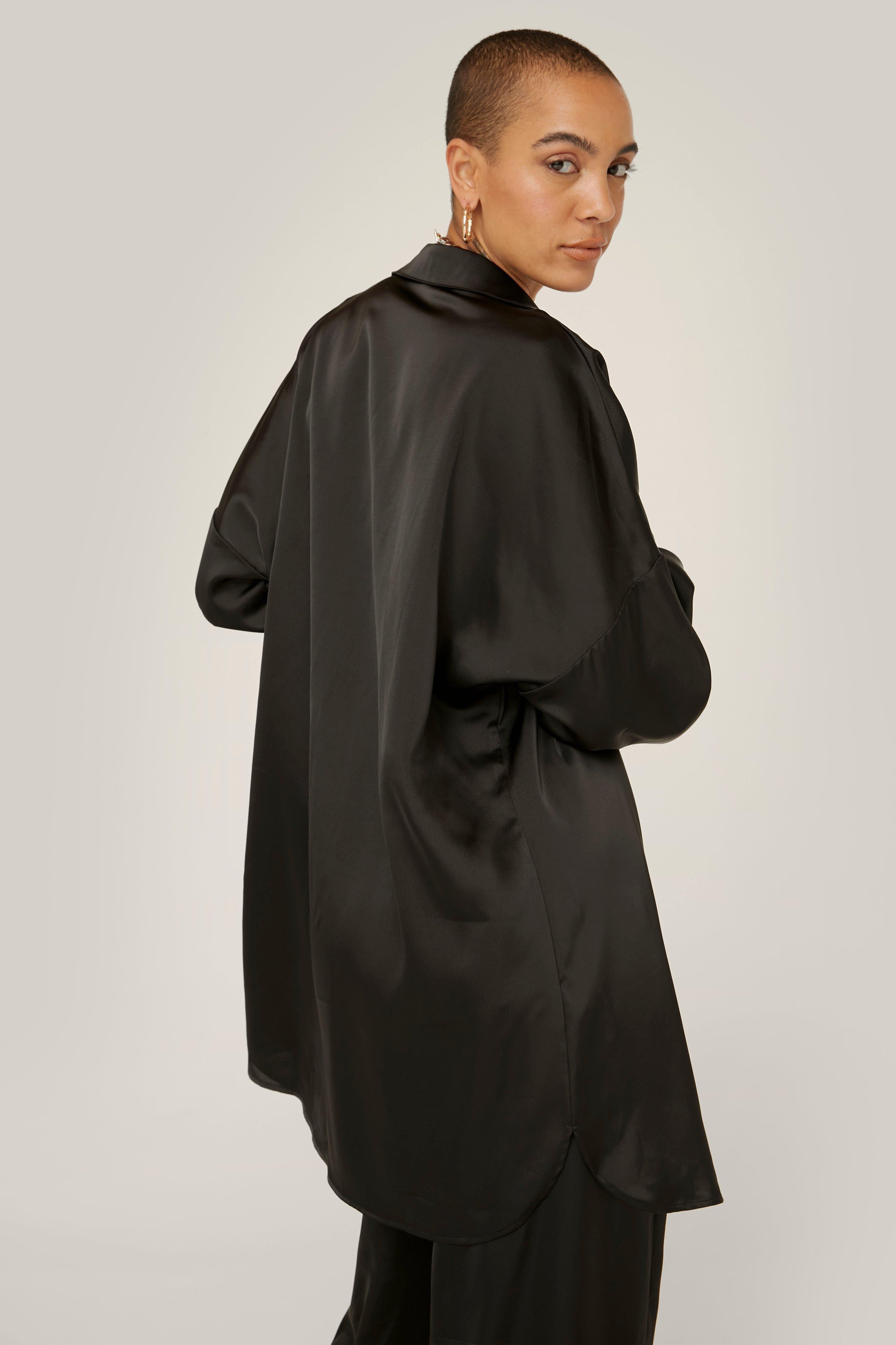 Satin Oversized Long Sleeve Button Down Shirt | Nasty Gal (US)