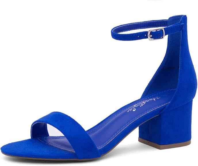 Herstyle Sunday Women's Open Toe Ankle Strap Block Chunky Low Heeled Sandal Comfortable Office Pu... | Amazon (US)