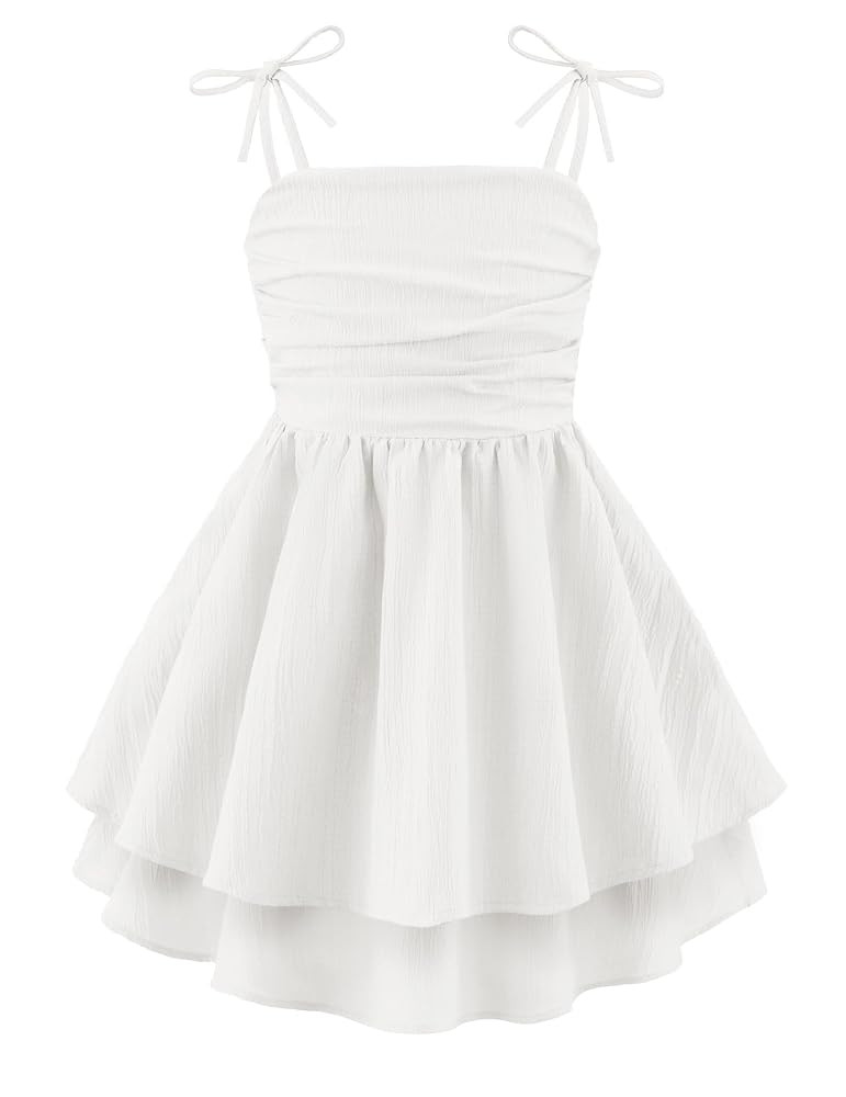 Arshiner Girls Summer Spaghetti Strap Dresses Flowy Tiered Ruched Smocked Back Casual Beach Midi ... | Amazon (US)