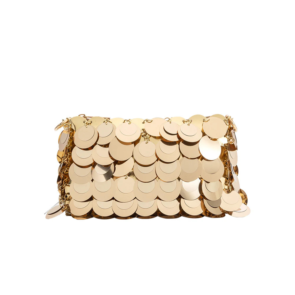 Gold Gillie Sequins Vegan Leather Crossbody Bag | Melie Bianco | Melie Bianco