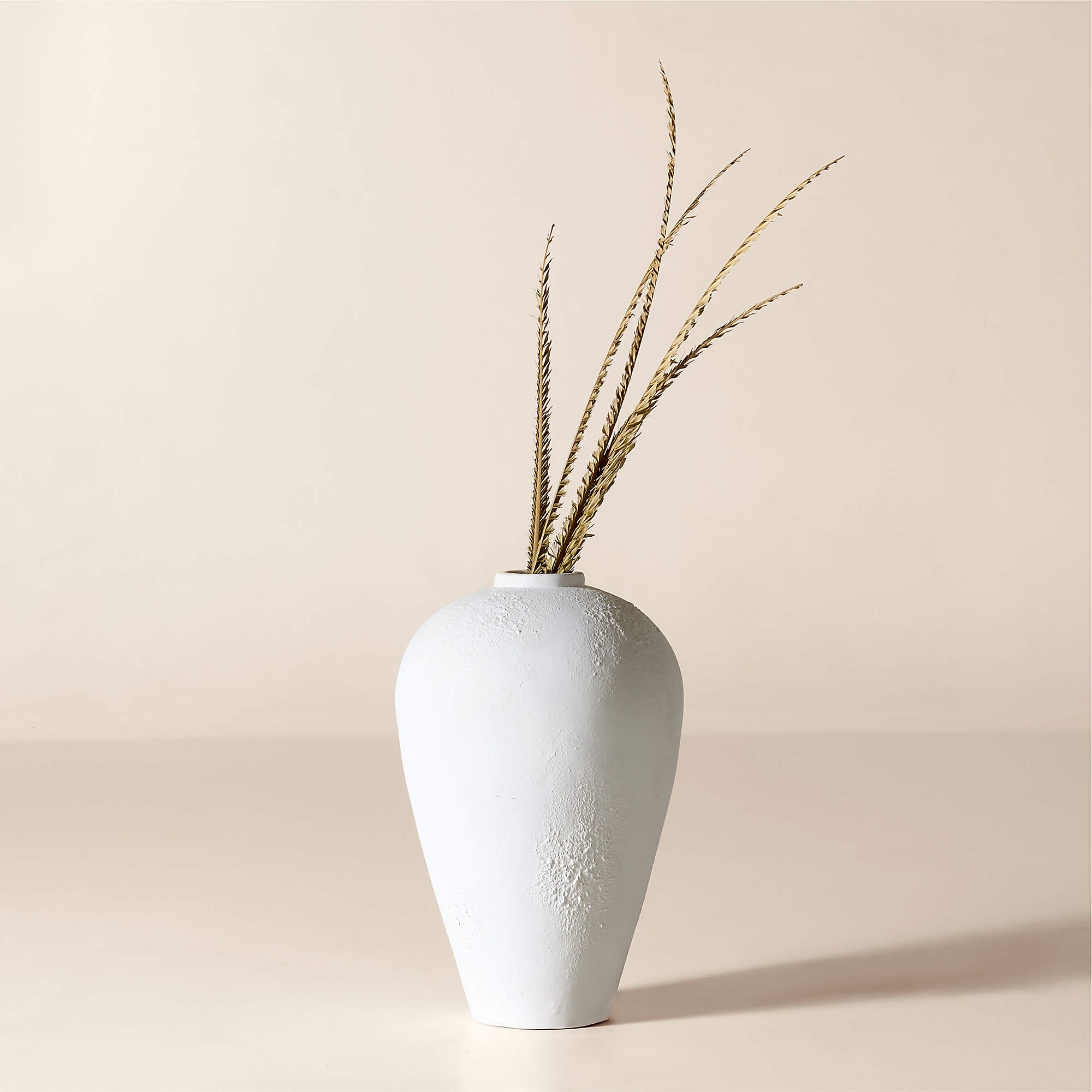 Rile Textured White Terracotta Floor Vase 24" + Reviews | CB2 | CB2