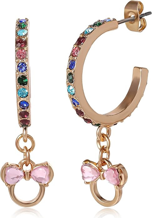 Mickey Mouse and Minnie Mouse Earrings for Women Official License, Hoop Earrings with Cubic Zirco... | Amazon (US)