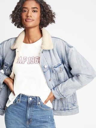 Oversized Denim Sherpa Jacket | Gap Factory