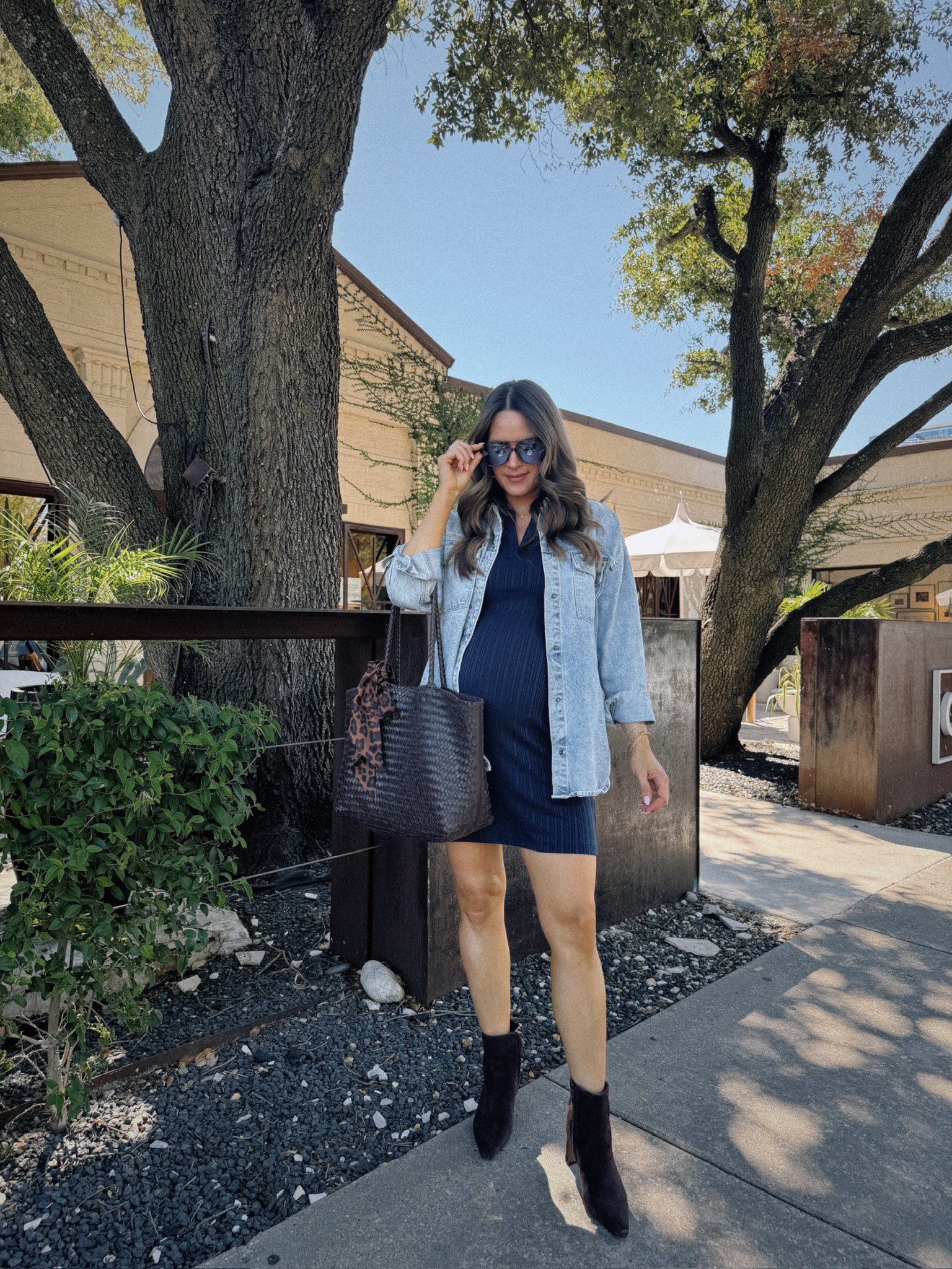 OOTD 💙it feels like fall. Wearing XS in the dress & denim Shacket. I pulled this shacket from my closet & I love it! I’ve worn it so many times& linked similar styles. My sunnies are Amazon too & recently wore the burgundy. 

#LTKStyleTip #LTKBump #LTKSeasonal