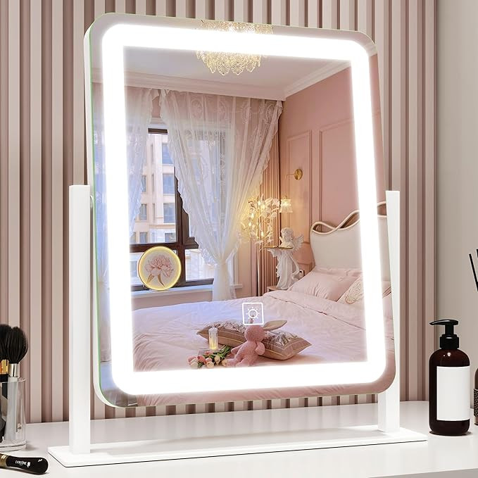 ROLOVE Vanity Mirror with Lights, 12.6"×15" LED Makeup Mirror, Lighted Makeup Mirror with Lights... | Amazon (US)