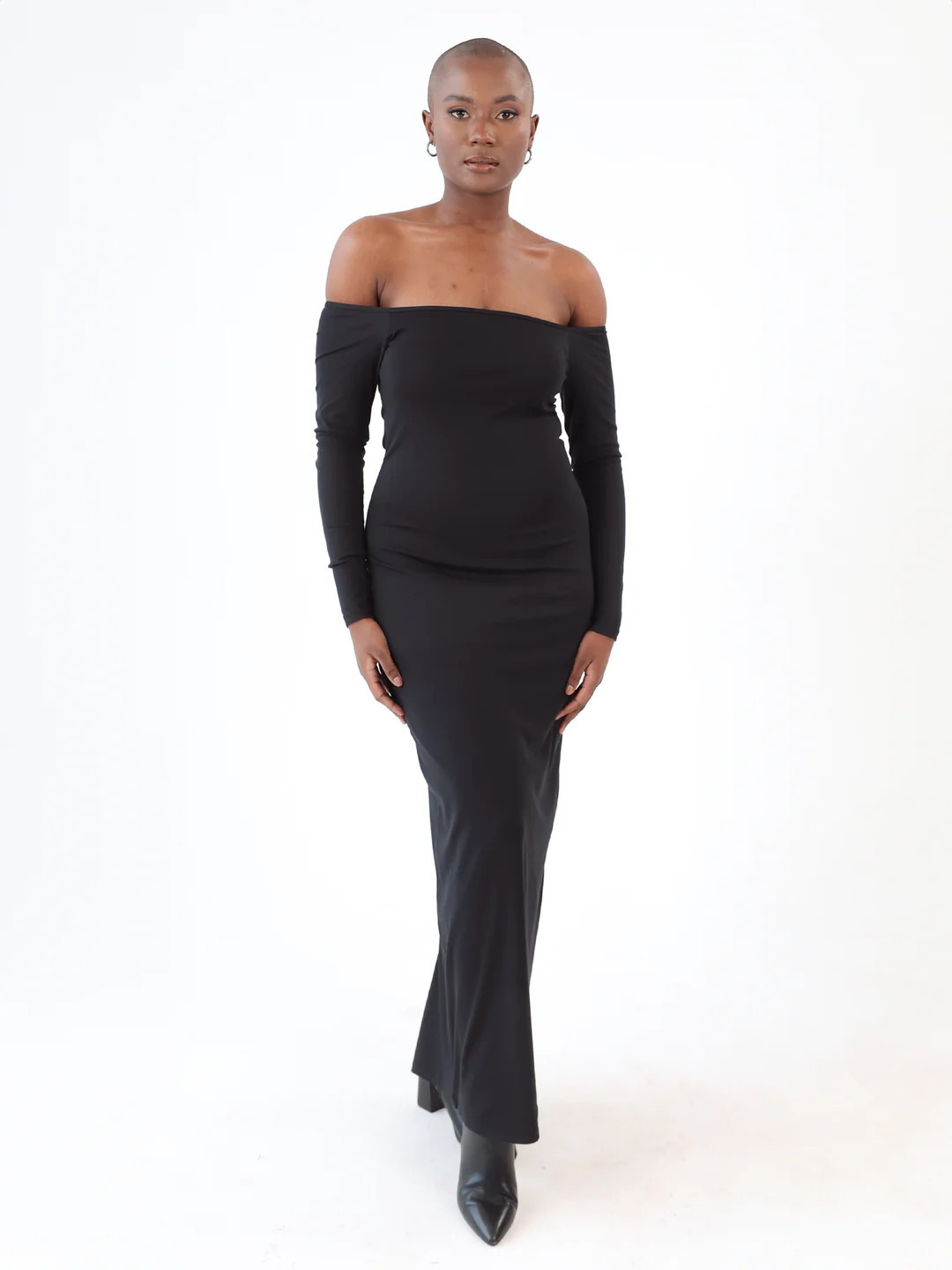 Long Sleeve Off The Shoulder Maxi Brami Dress | Klassy