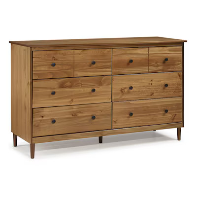 Walker Edison  Caramel Pine 6-Drawer Standard Dresser | Lowe's