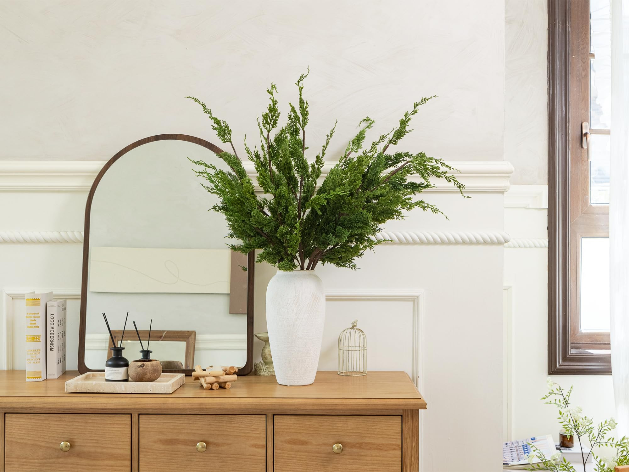 6PCS Christmas Pine Stems, 38” Real Touch Cypress Norfolk Pine Branches for DIY Garland Wreath ... | Amazon (US)