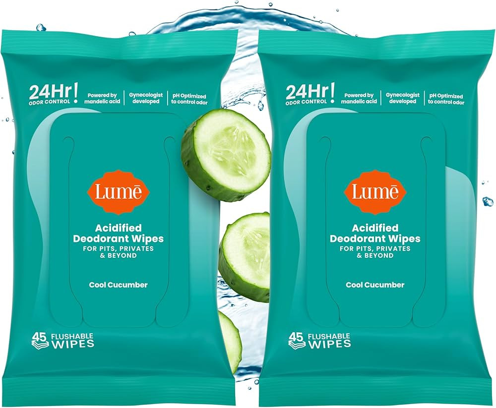 Lume Acidified Deodorant Wipes - 24 Hour Odor Control - Aluminum Free, Baking Soda Free, Skin Lov... | Amazon (US)