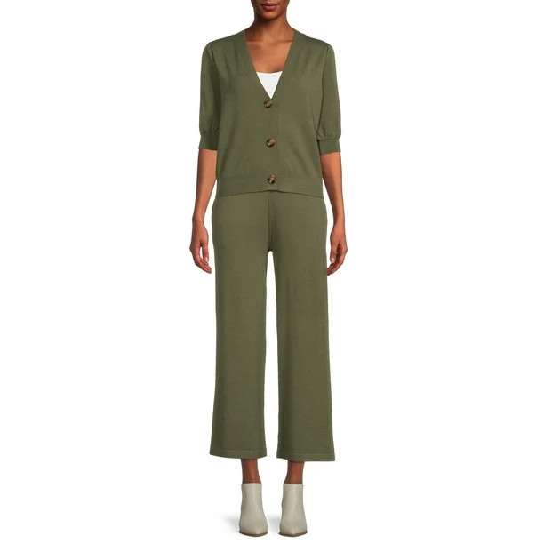Time and Tru Women's Cardigan Sweater/Pant Set - Walmart.com | Walmart (US)