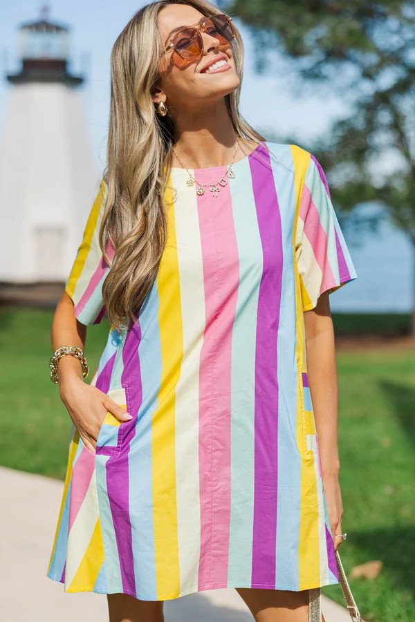 Be The Moment Purple Striped Dress | The Mint Julep Boutique