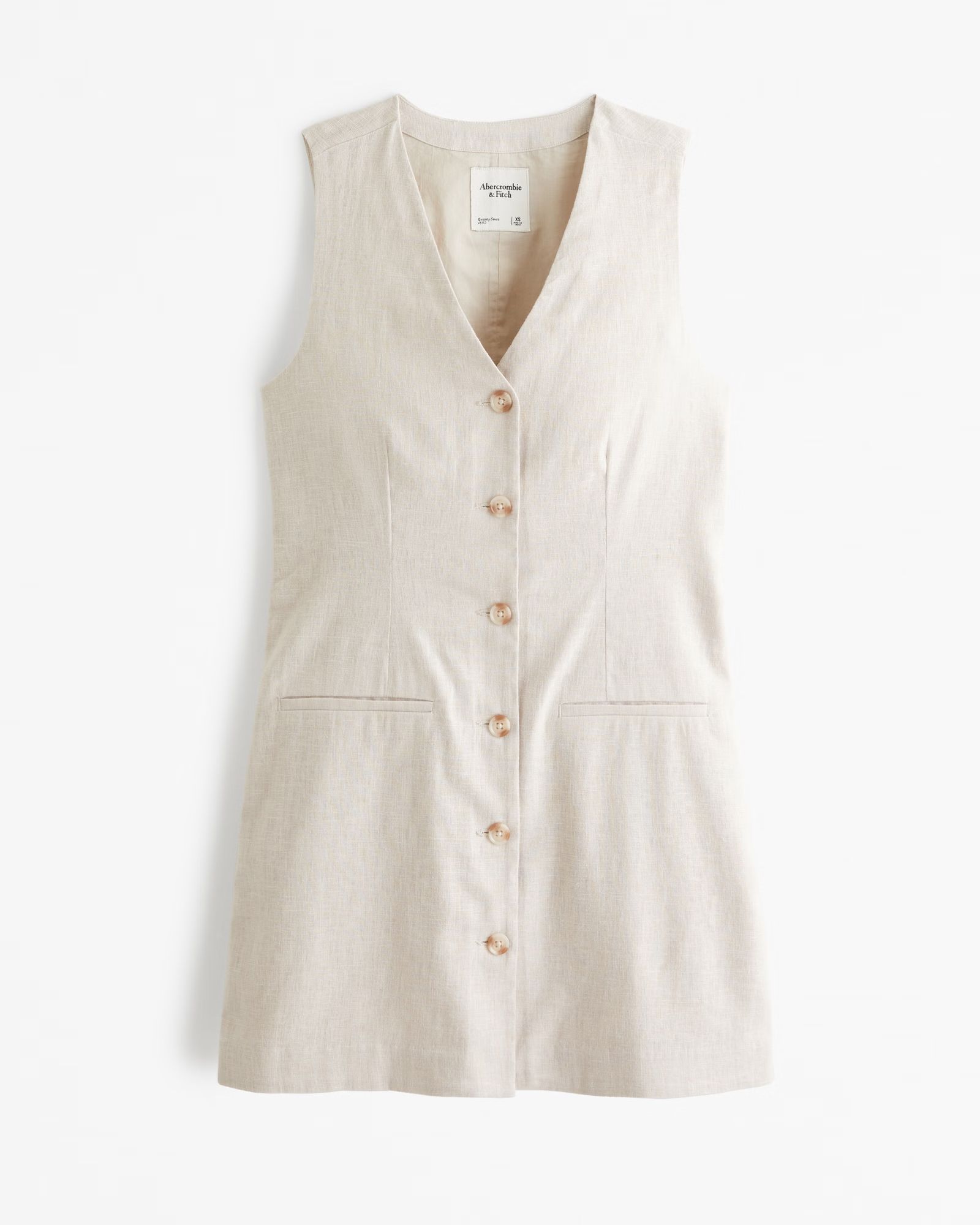 Women's The A&F Mara Linen-Blend Vest Mini Dress | Women's Dresses & Jumpsuits | Abercrombie.com | Abercrombie & Fitch (US)