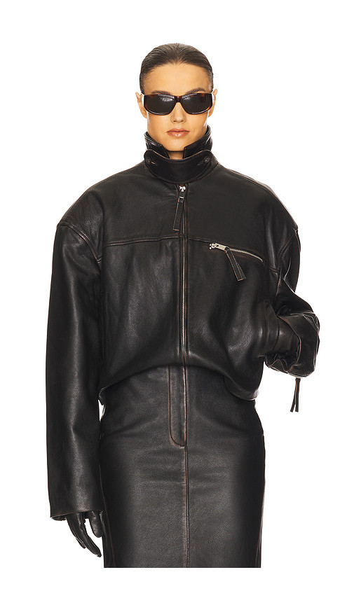 Helsa The Leather Oversized Moto Jacket in Black. Size S. Also in M, L, XL. | Revolve Clothing (Global)
