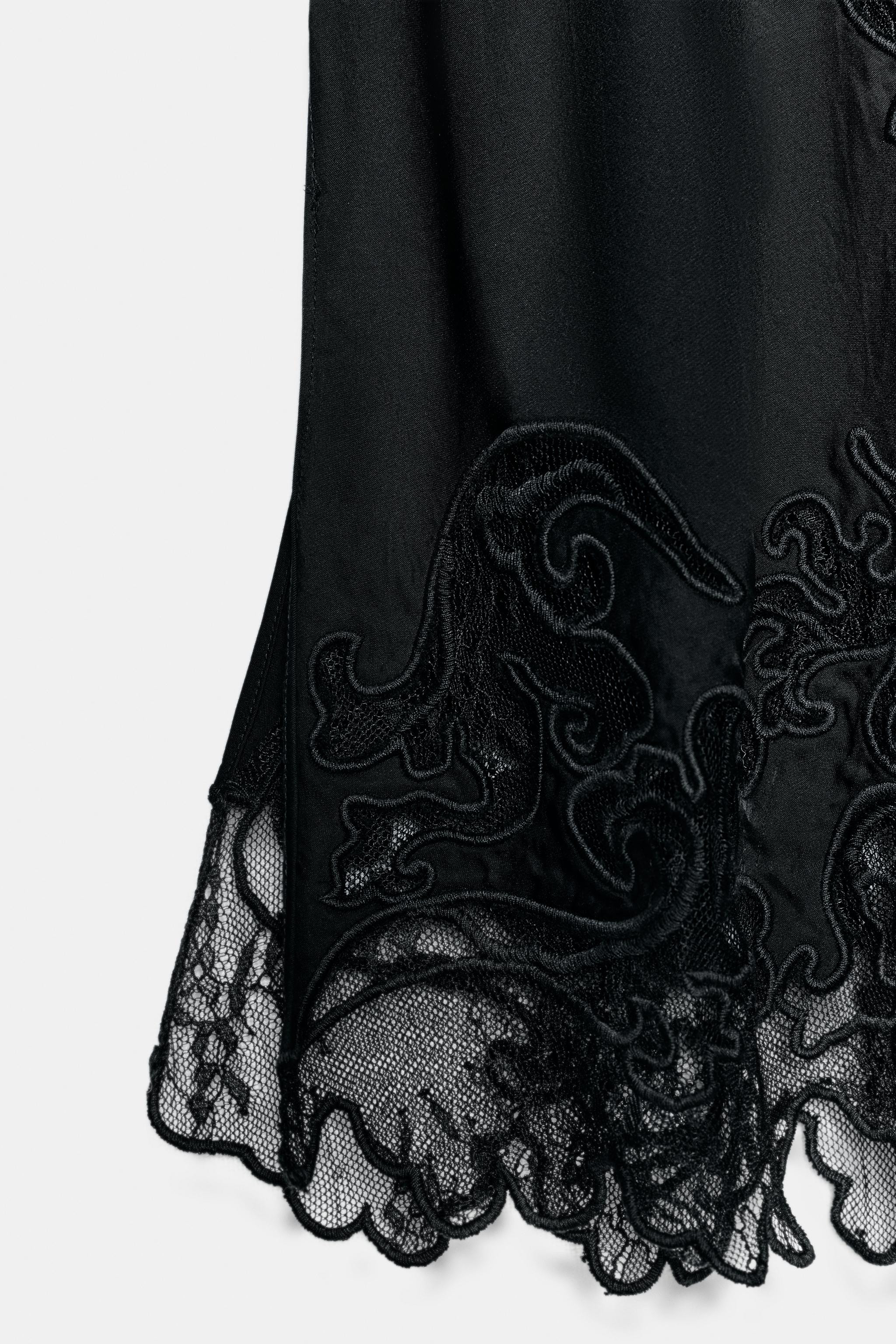 ZW COLLECTION SATIN EMBROIDERED TOP | Zara UK