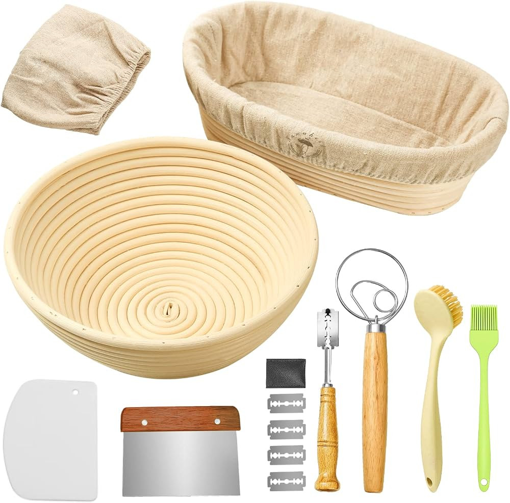 Bread Baking Proofing Sourdough Basket Set of 2 Bread Making Tools and Supplies, Sourdough Basket... | Amazon (US)