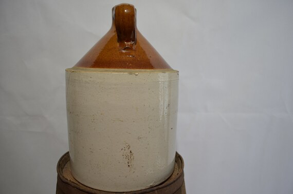 Vintage Brown And Tan 2 Gallon Moonshine Whiskey Jug Glazed Stoneware Primitive Farmhouse Country... | Etsy (US)