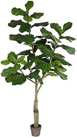 Vickerman Everyday Faux Fiddle Leaf Fig Tree 6ft Tall Green Silk Artificial Indoor Fiddle Plant With | Amazon (US)