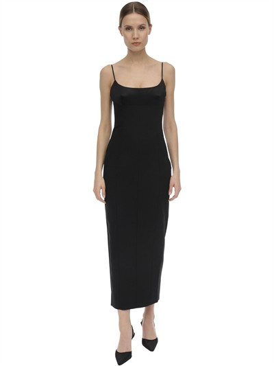 Alexander Wang - Crepe & satin straight dress - Black | Luisaviaroma | Luisaviaroma