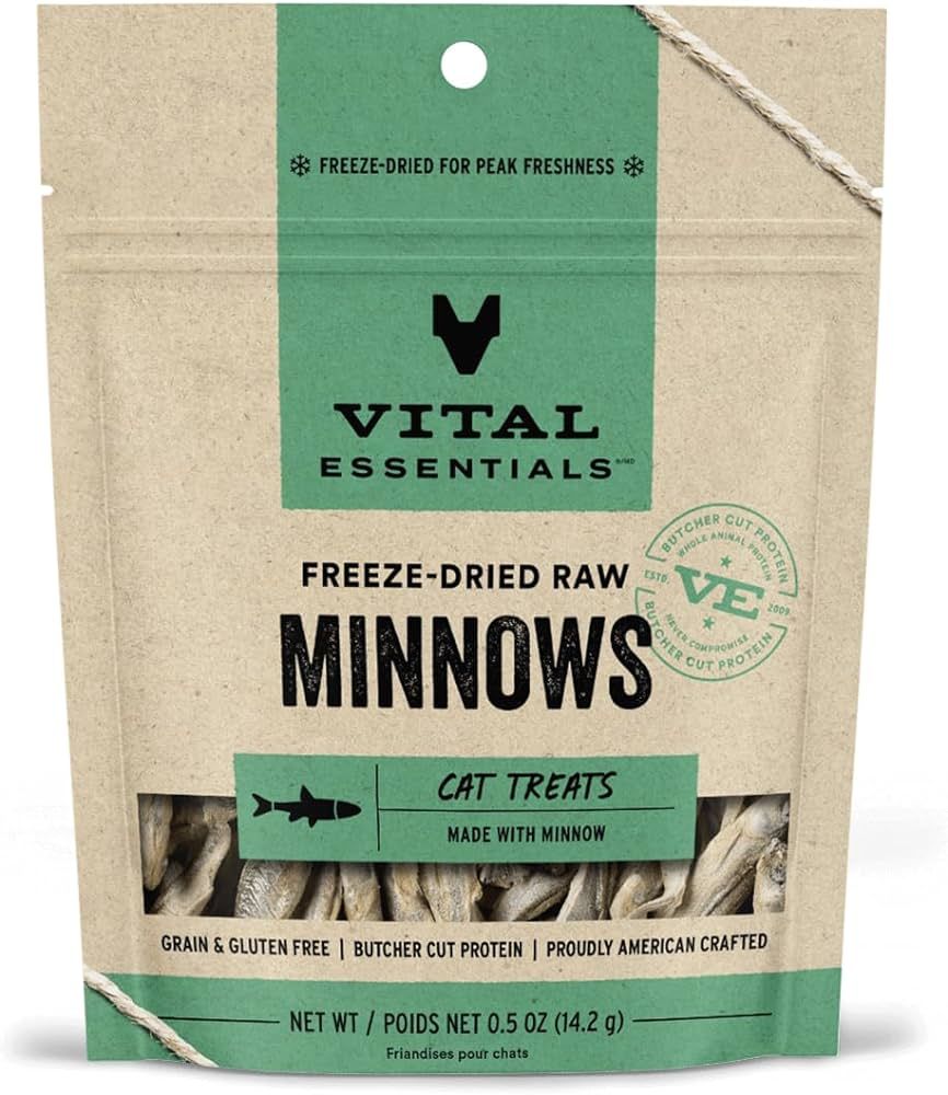 Vital Essentials Freeze-Dried Raw Cat Treats, Minnows Treats, 0.5 oz | Amazon (US)