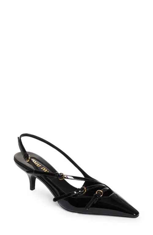 Miu Miu Kitten Heel Slingback Pump in Black at Nordstrom, Size 7Us | Nordstrom