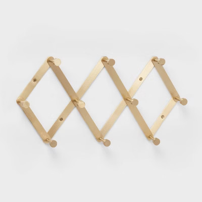Accordian 10 Hooks Rail Gold - Brightroom™: Wall Mounted Decorative Hook Rack, Lacquered Alumin... | Target