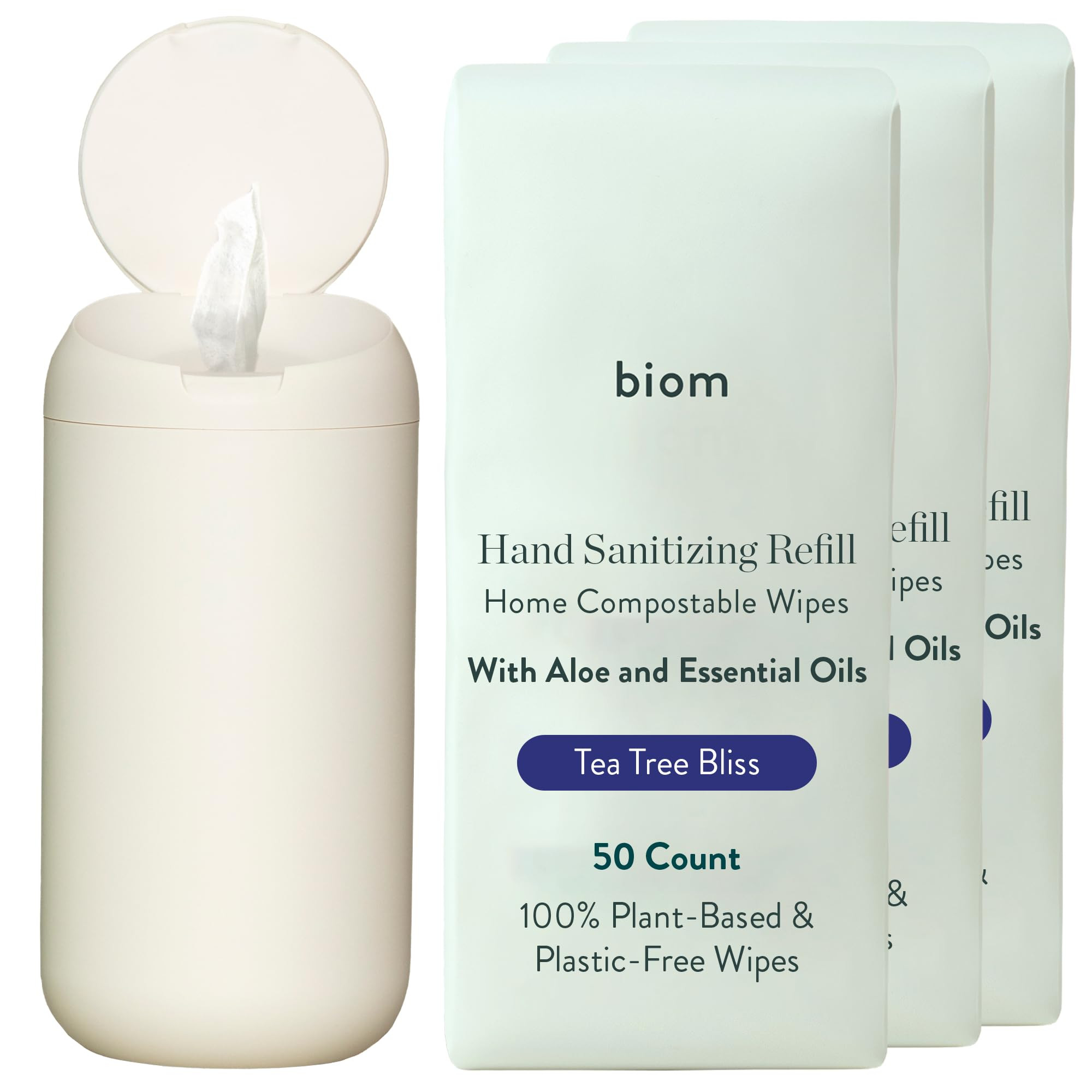 Biom Dispenser + Hand Sanitizing Wipes Starter Kit - Non-Toxic Biodegradable Kid-Safe Wipes | All... | Amazon (US)