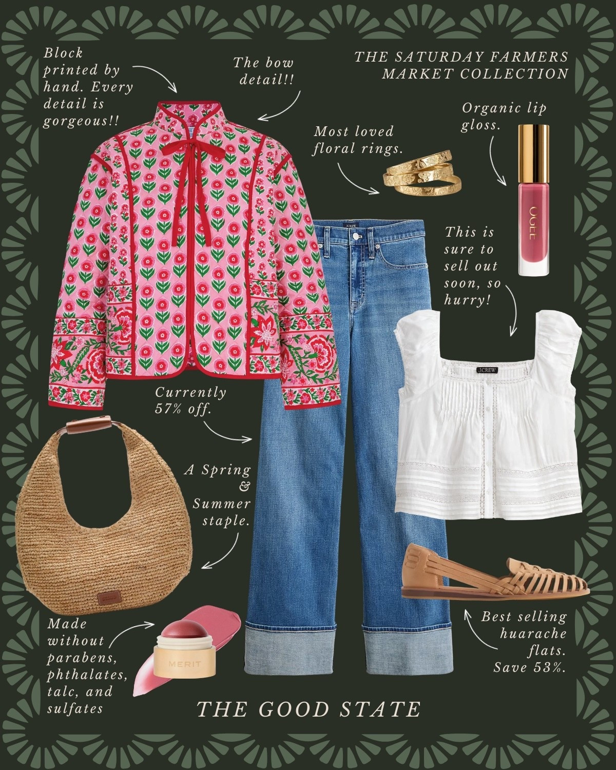 This is for all the Farmers Market girlies living their best and brightest life as the golden morning sunshine warms their face and a cool Spring breeze blows through their hair. This is for the girlies with a flaky, buttery croissant in one hand and a lavender matcha in the other. This is for the ones who wake up—sometimes earlier than they’d like to on the weekend—so they can have the first pick of produce and pastries at the local market. And because there’s just something magical and neighborly about a slow morning meandering at the market. This collection is for gingham lovers, floral wearers and those who love a well worn ball cap. For the ones who layer their quilted jacket (or a neck scarf) with everything and who aren’t afraid of a good denim on denim moment. For the ones who love pops of color as well as grounding earth tones. The ones who inspire ME to wear more prints and patterns. This is for the farmers market ladies who may or may not treat themselves to a little mid-day nap afterwards…followed by a picnic with all their market goodies and closest girlies of course. This collection is for you🍓

#LTKootd #LTKSpringSale #LTKSaleAlert