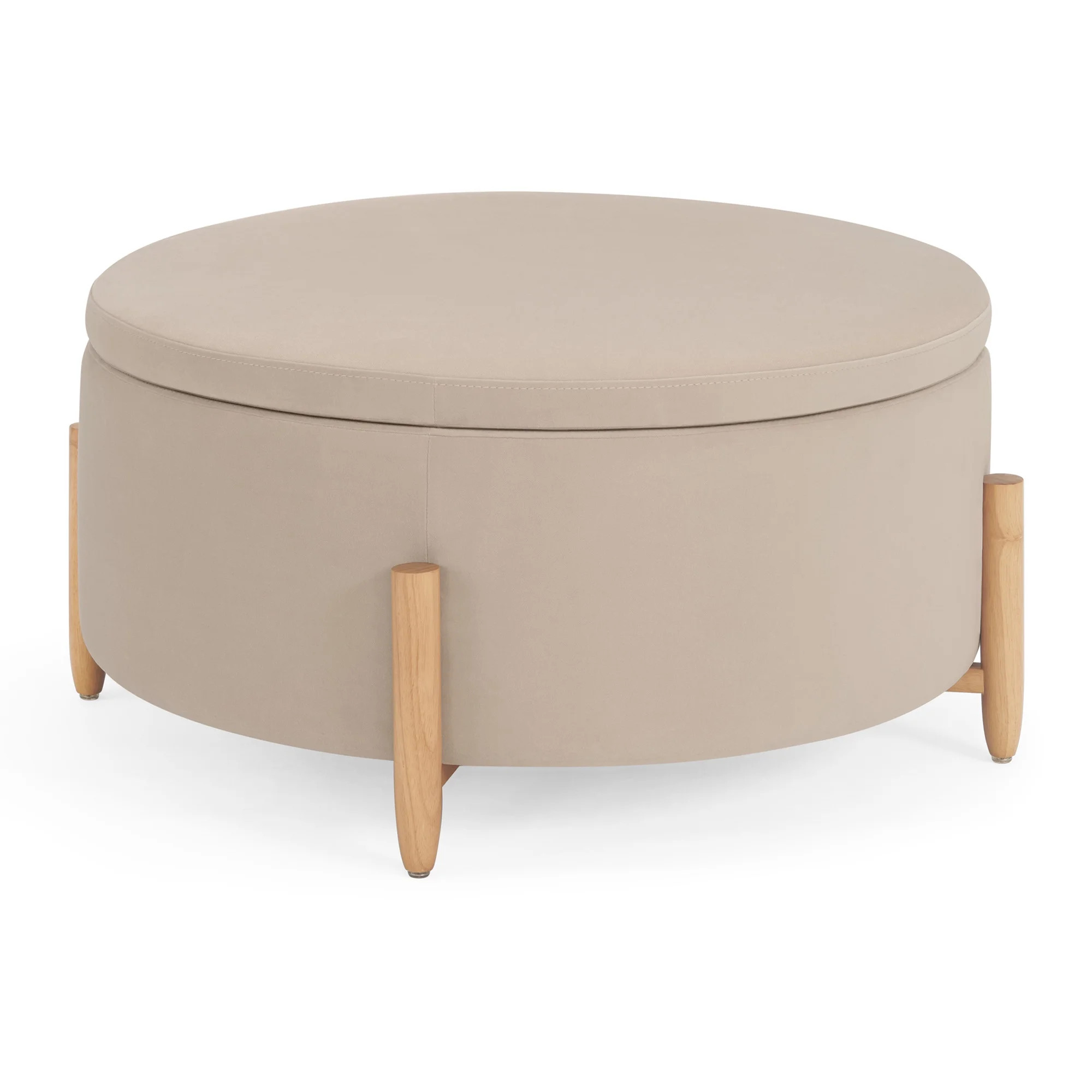 Better Homes & Gardens Springwood Round Storage Ottoman, Cream | Walmart (US)