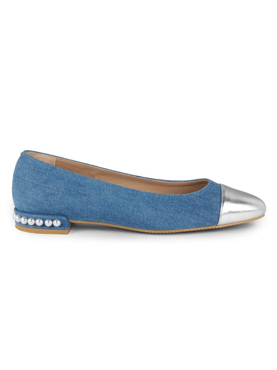 Stuart Weitzman Women's Embellished Denim Flats - Blue - Size 9.5 | Saks Fifth Avenue OFF 5TH