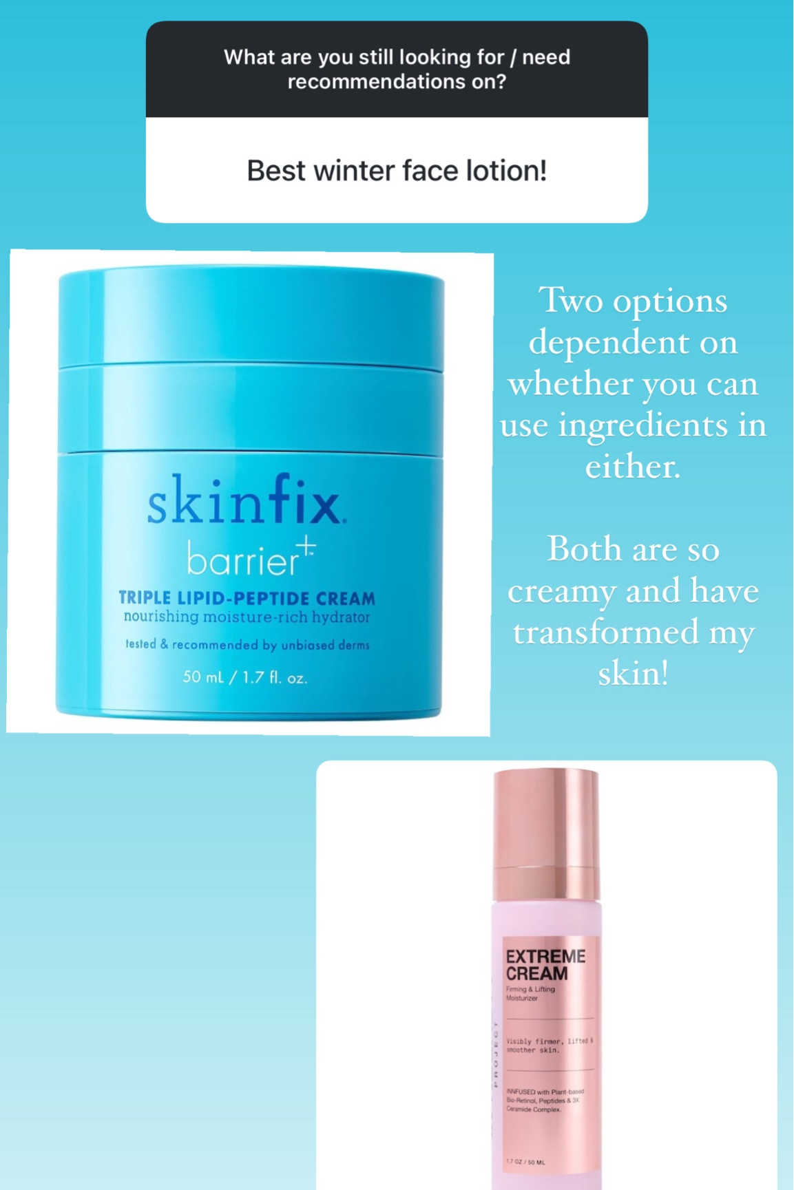 If you have dry skin and need a face lotion, I use both of these. They’re both incredibly thick and creamy, helping your skin stay hydrated especially in dry climates  

#LTKFindsUnder100