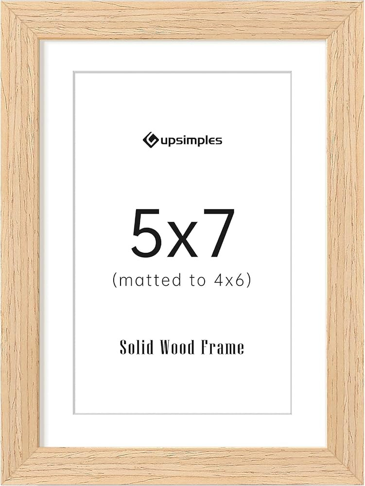 upsimples 5x7 Picture Frame, Natural Solid Wooden Picture Frames, Display 4x6 with Mat or 5 x 7 W... | Amazon (US)