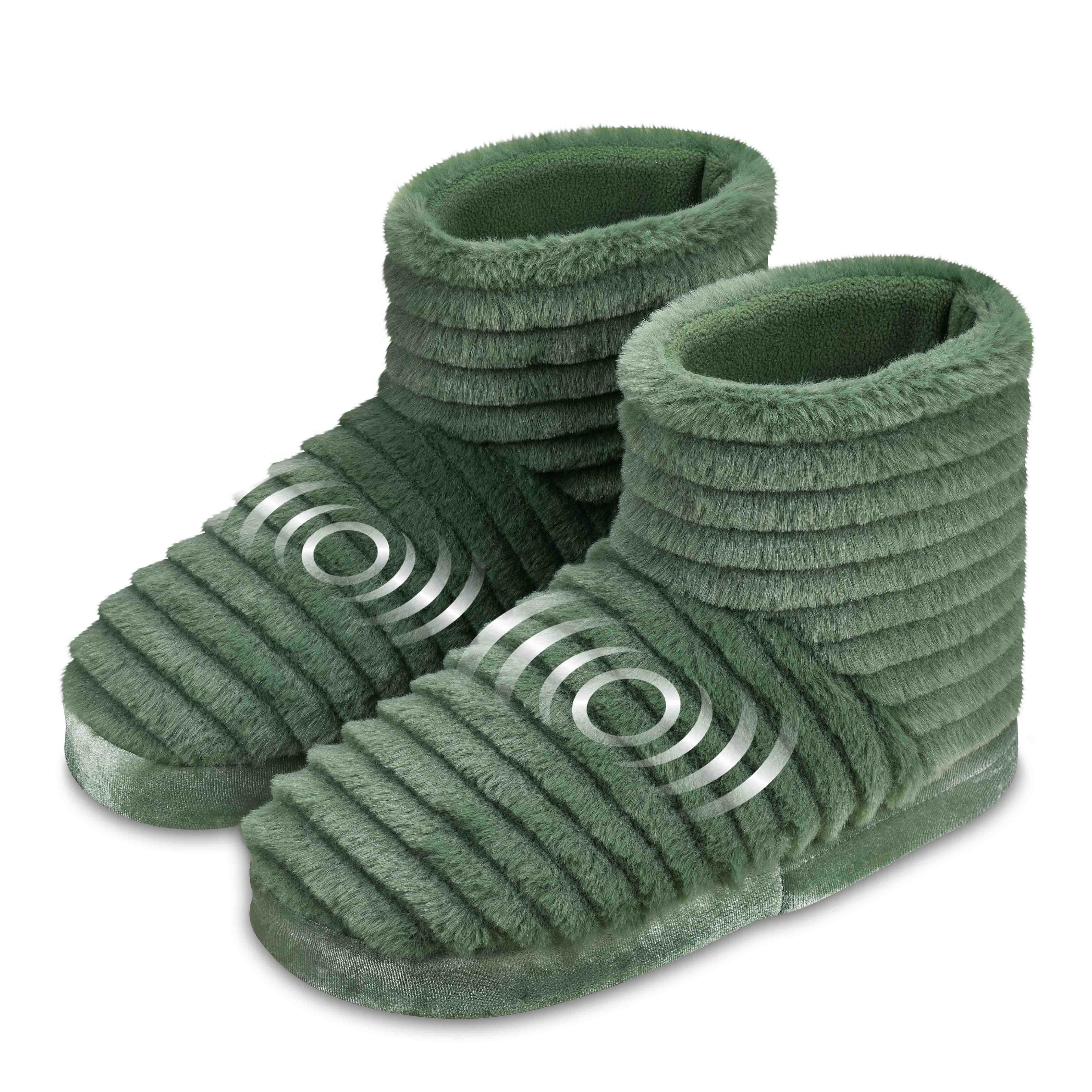 Health Touch Massaging Plush Booties with Vibration Massage, Green | Walmart (US)