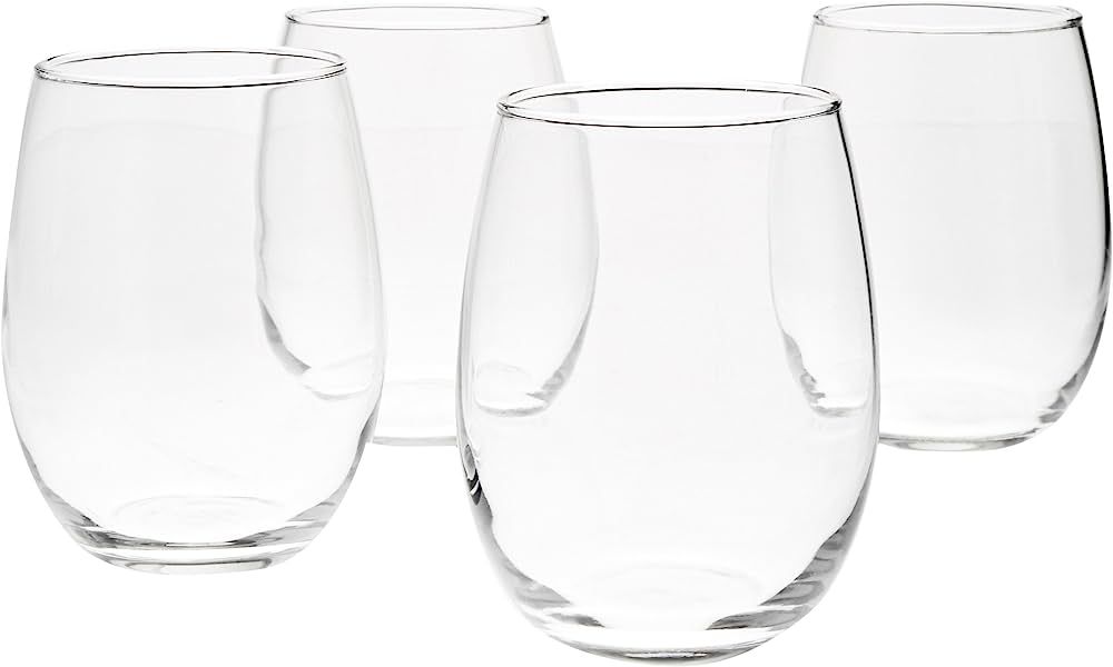 Amazon Basics Stemless Wine Glasses, 15 oz, Set of 4, Clear | Amazon (US)